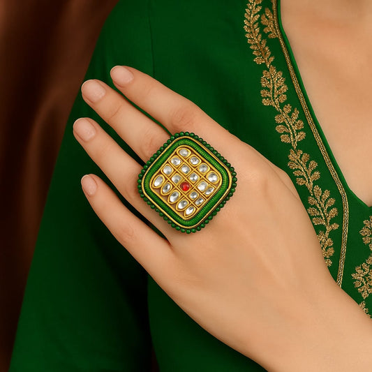 Emerald Frame Statement Ring