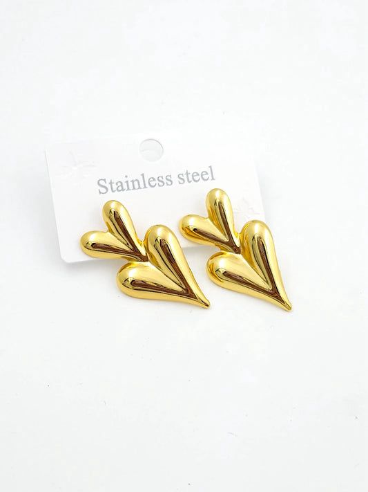Sculpted Heart Drop Earrings