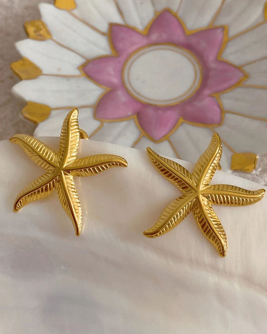 Golden Starfish Stud Earrings