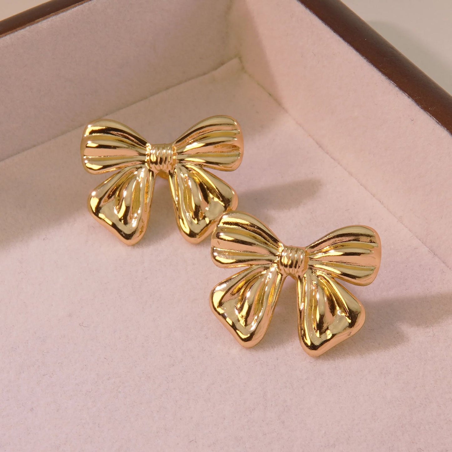 Golden Bow Charm Earrings
