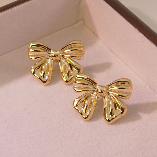 Golden Bow Charm Earrings