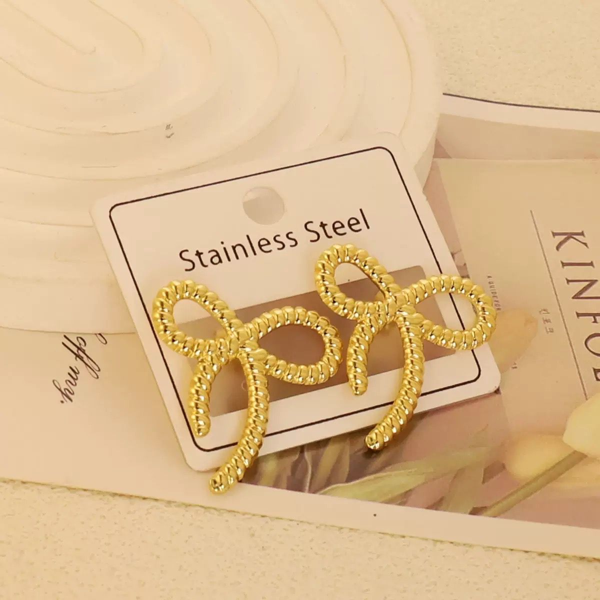 Twisted Bow Charm Earrings
