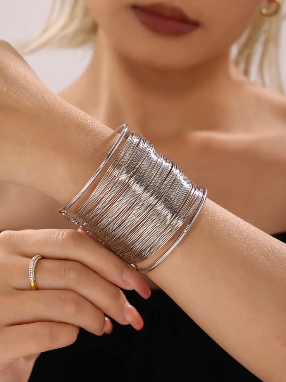 Multi-Strand Silver & Golden Cuff