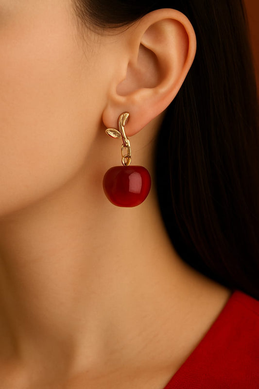 Red Apple Drop Earrings