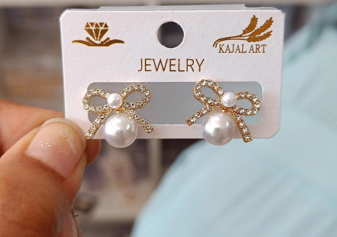 Pearl Bow Drop Earrings