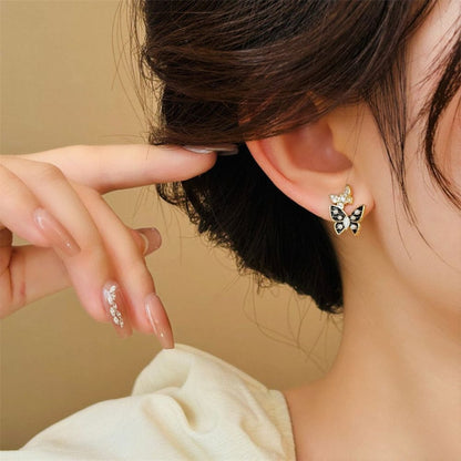 Black & Gold Butterfly Drop Earrings