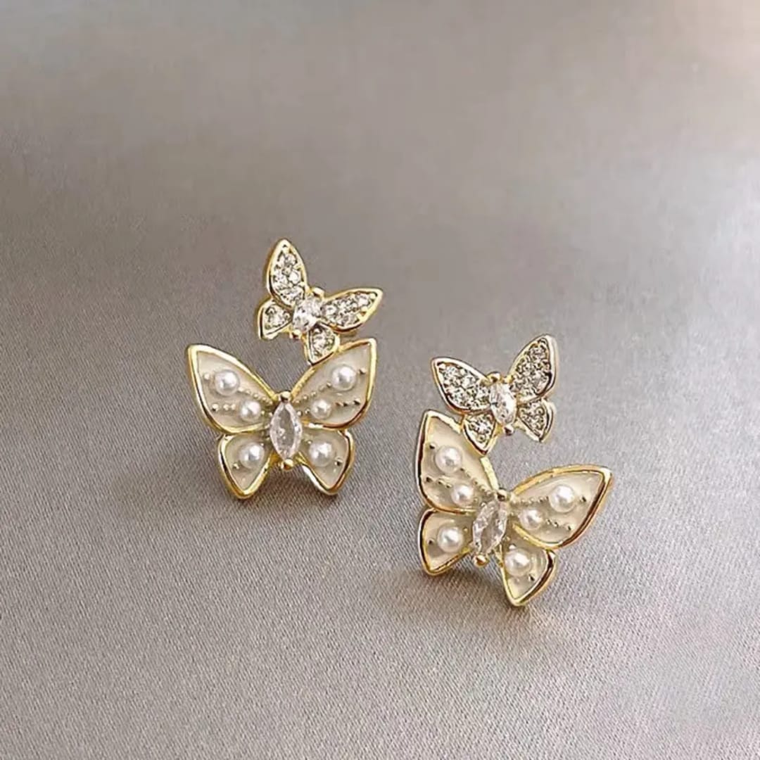 Butterfly Pearl Drop Earrings