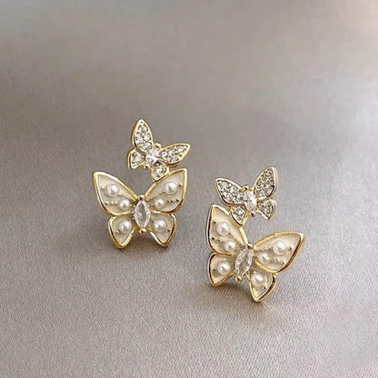 Butterfly Pearl Drop Earrings