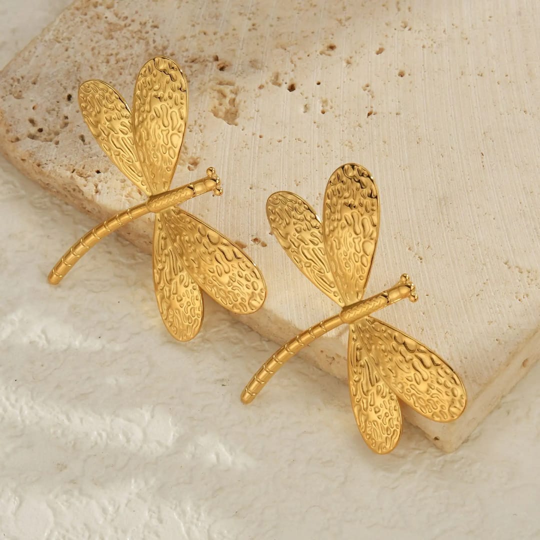 Golden Dragonfly Earrings