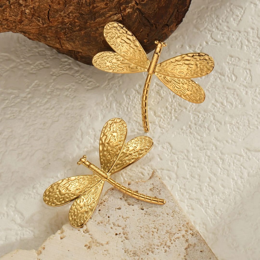 Golden Dragonfly Earrings
