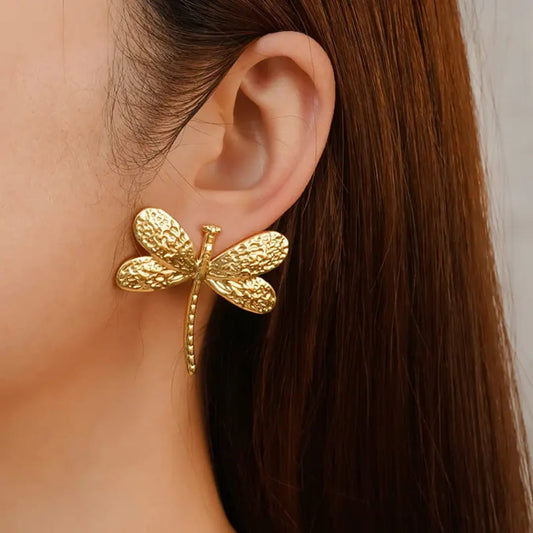 Golden Dragonfly Earrings