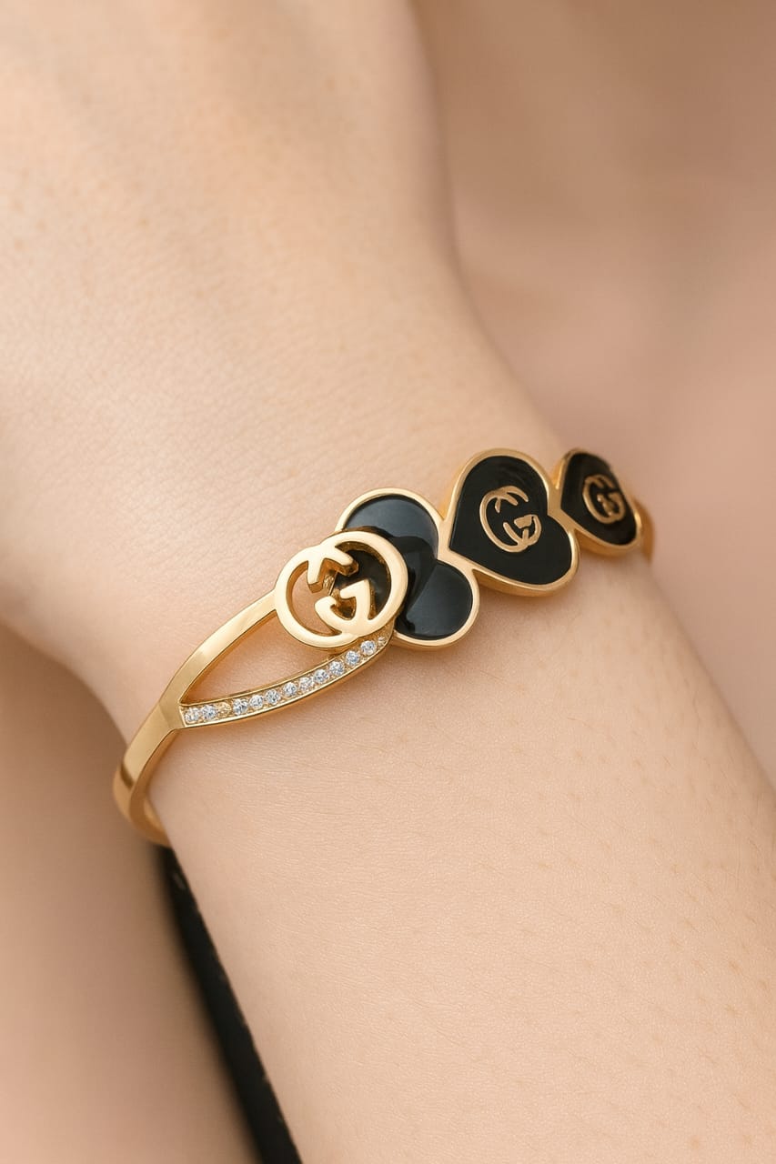Gucci Black Heart Logo Bracelet