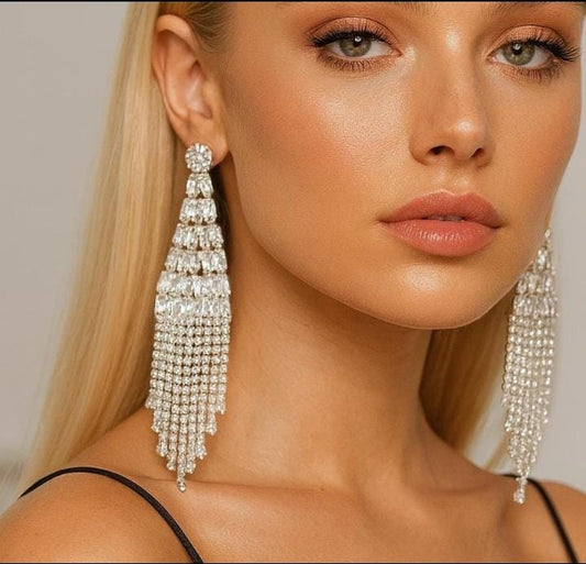 Long Crystal Chandelier Earrings