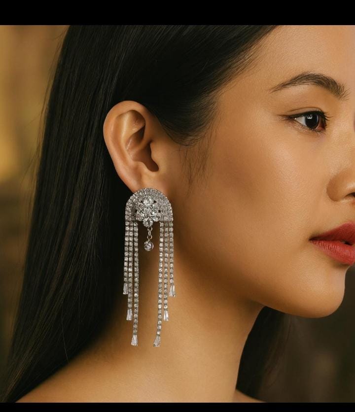 Crystal Drop Fringe Earrings