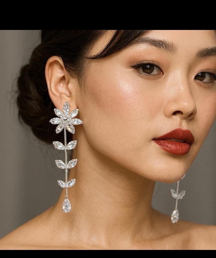 Floral Crystal Drop Earrings