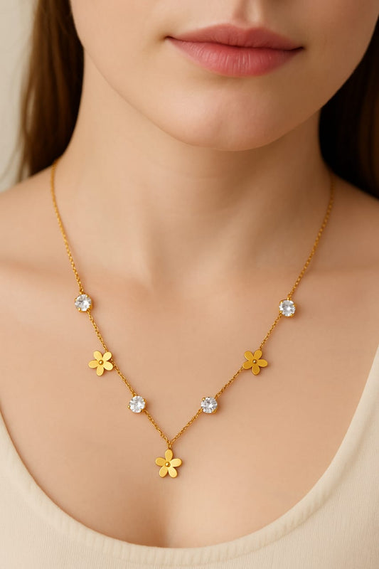 Floral Charm Gold Necklace