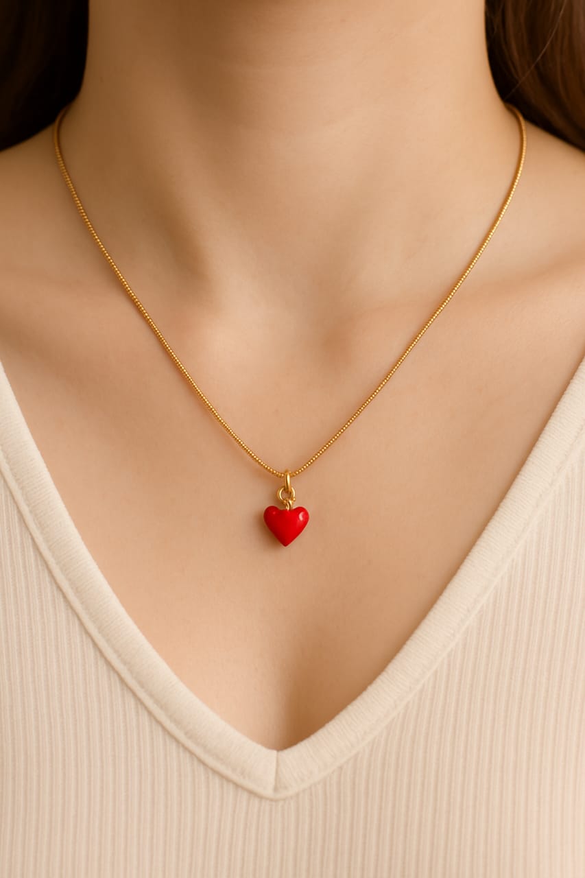 Red Heart Gold Necklace