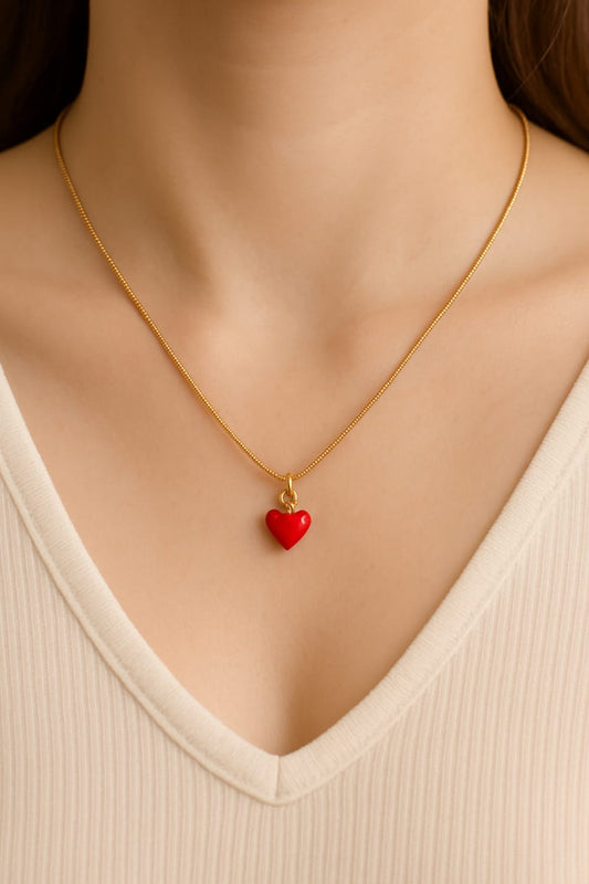 Red Heart Gold Necklace