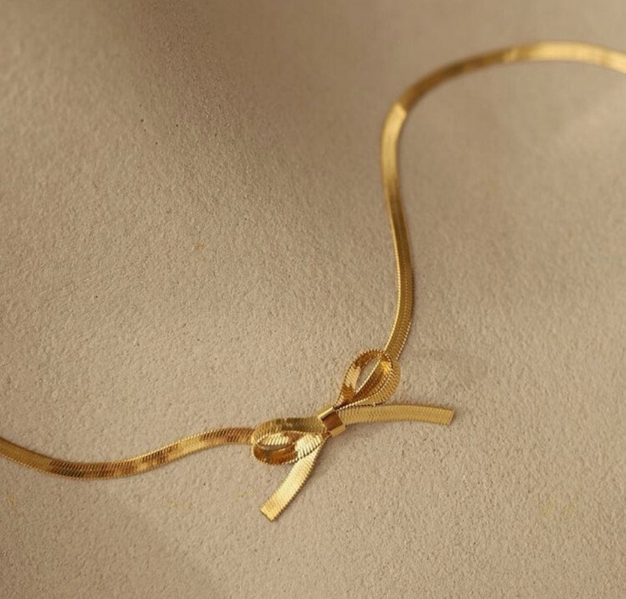 Golden Bow Pendant Necklace