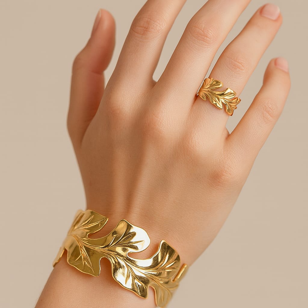 Gilded Foliage Jewelry Duo