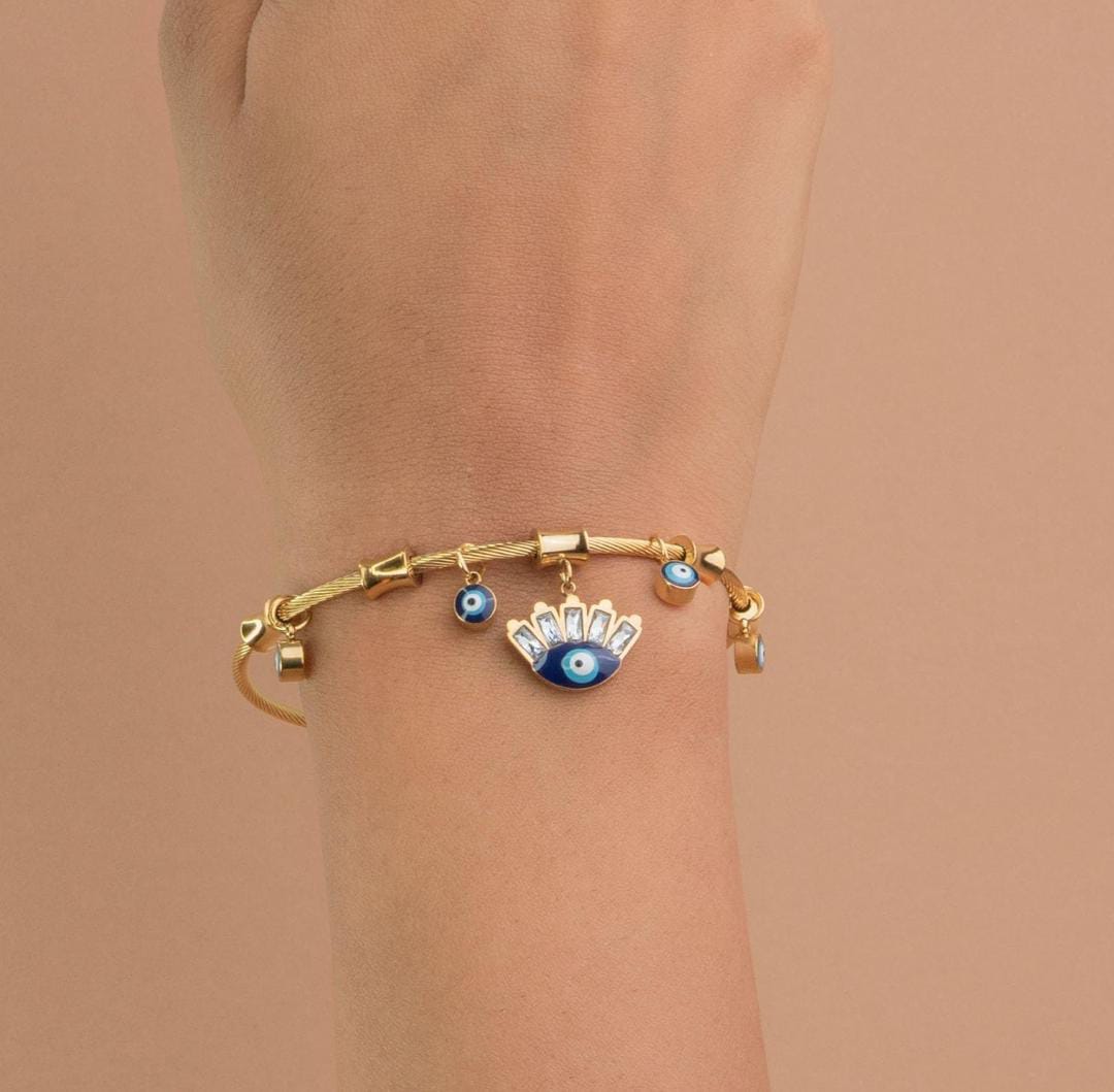 Evil Eye Charm Cable Bracelet