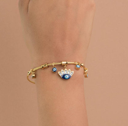 Evil Eye Charm Cable Bracelet