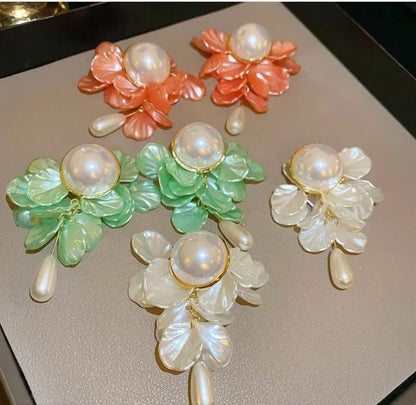 Colorful Blossom Pearl Earrings