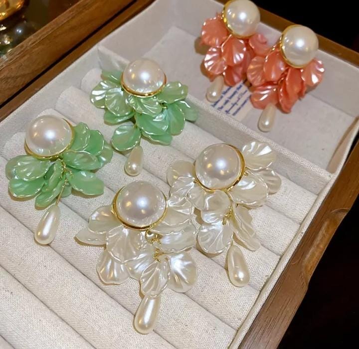 Colorful Blossom Pearl Earrings
