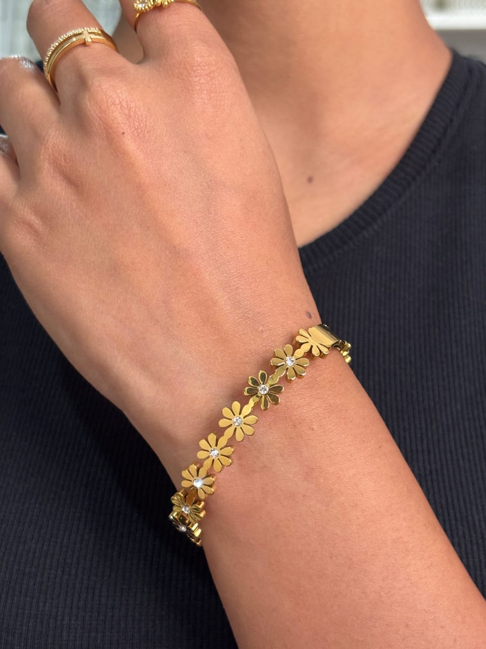 Golden Blossom Charm Bangle