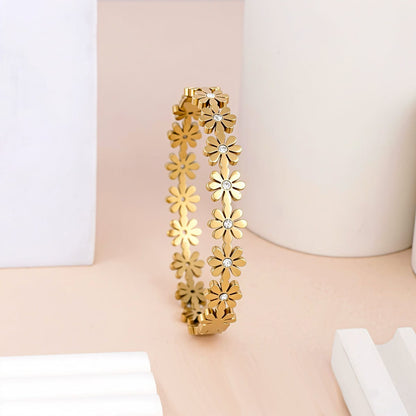 Golden Blossom Charm Bangle