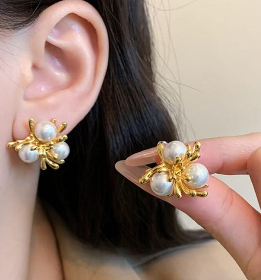 Pearl Cluster Statement Earrings