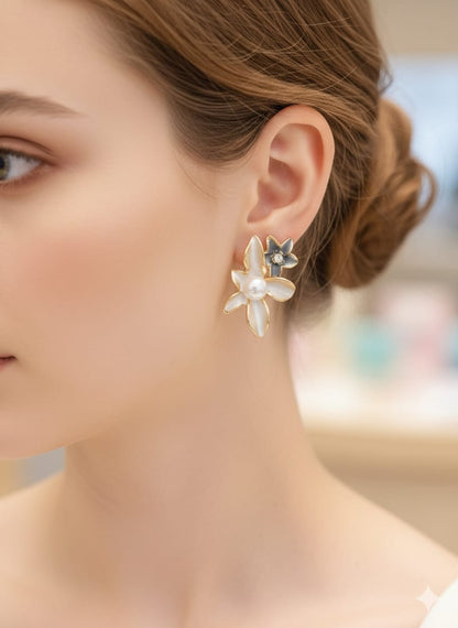 Whispers of Petal & Pearl Earrings
