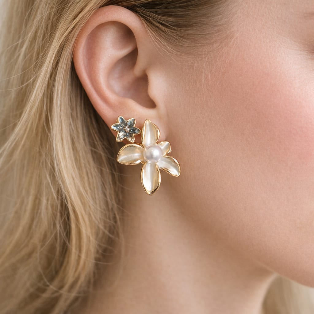 Whispers of Petal & Pearl Earrings