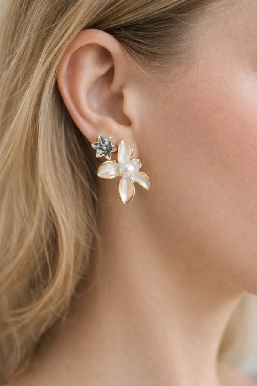 Whispers of Petal & Pearl Earrings