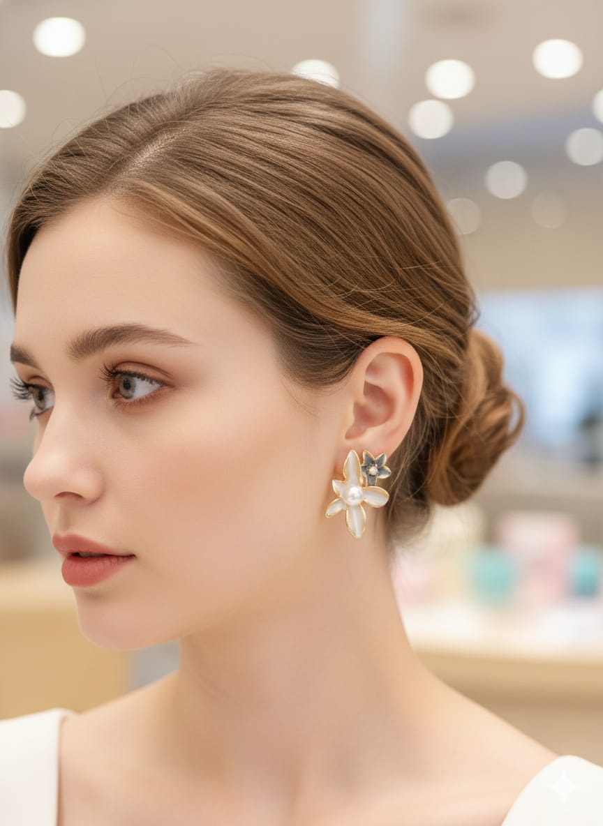 Whispers of Petal & Pearl Earrings
