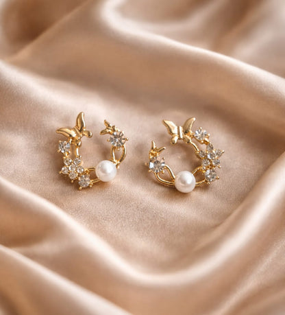 Golden Halo Pearl Earrings