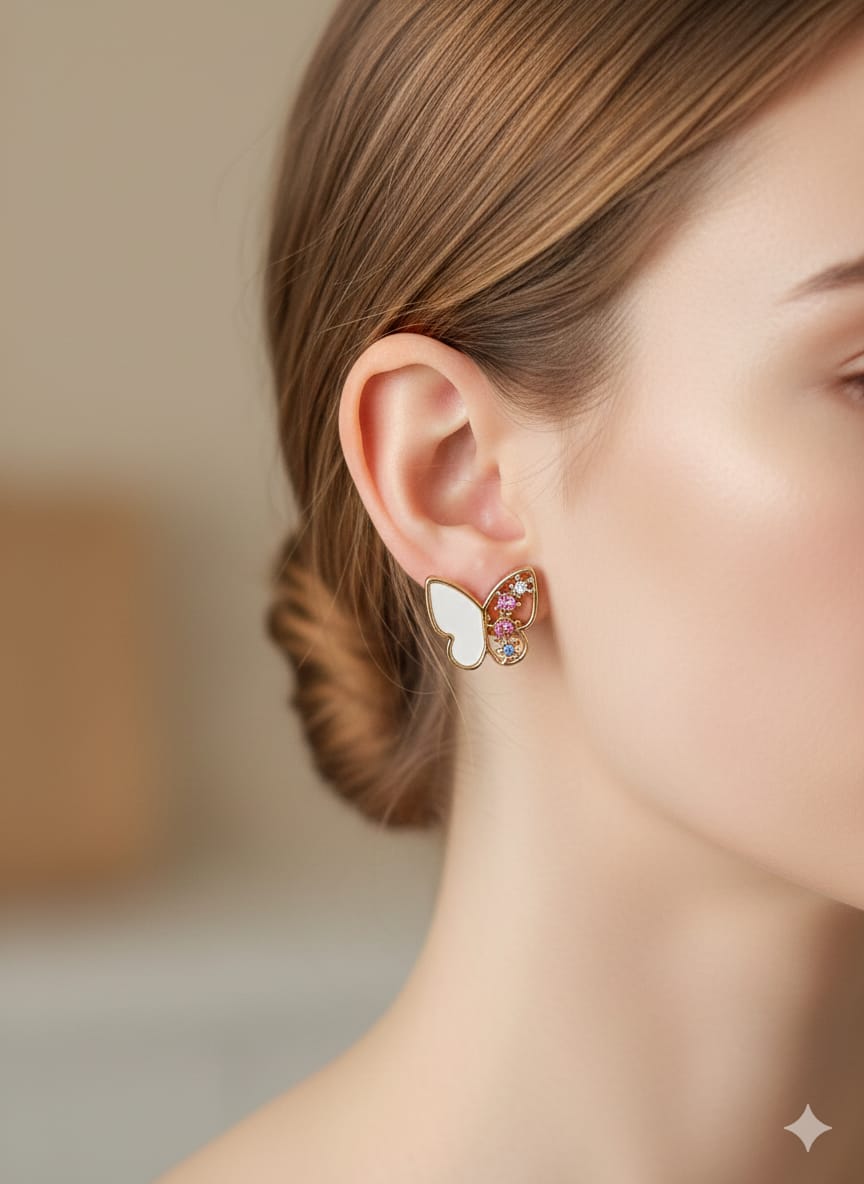 Gemstone Wing Butterfly Earrings