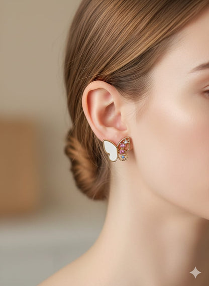 Gemstone Wing Butterfly Earrings