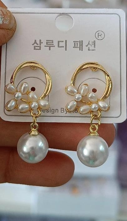 Floral Pearl Drop Studs