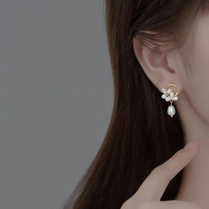 Floral Pearl Drop Studs