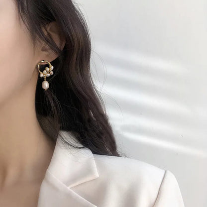 Floral Pearl Drop Studs
