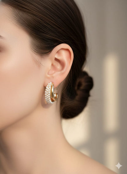 Golden Contrast Hoop Earrings