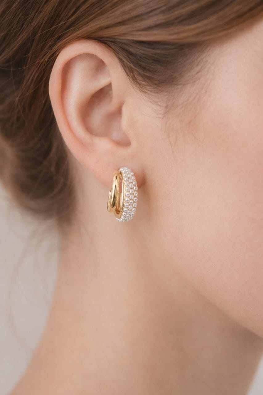 Golden Contrast Hoop Earrings