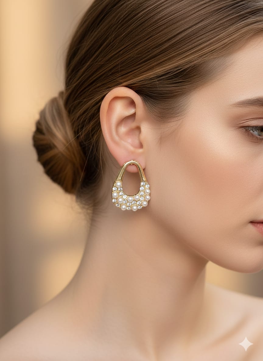 Pearl Cluster Teardrop Earrings