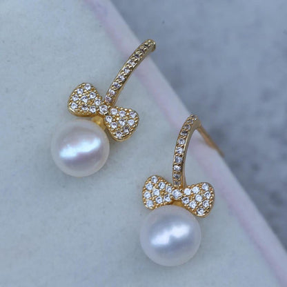 Bow Pearl Drop Earrings
