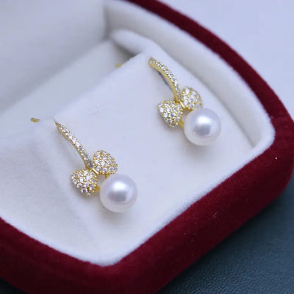 Bow Pearl Drop Earrings