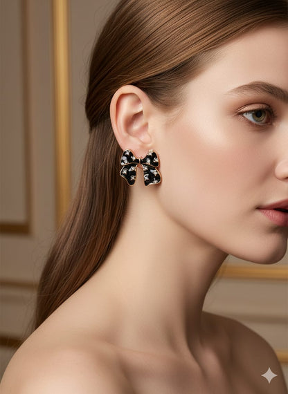 Black & White Bow Earrings