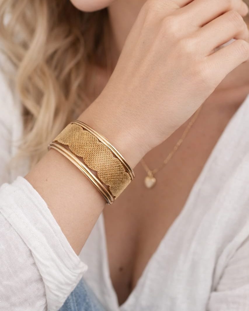 Textured Gold Statement Bracelet