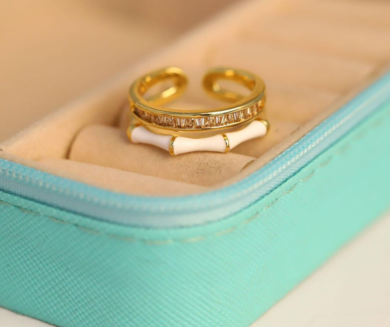 Crystal & Enamel Ring Pair
