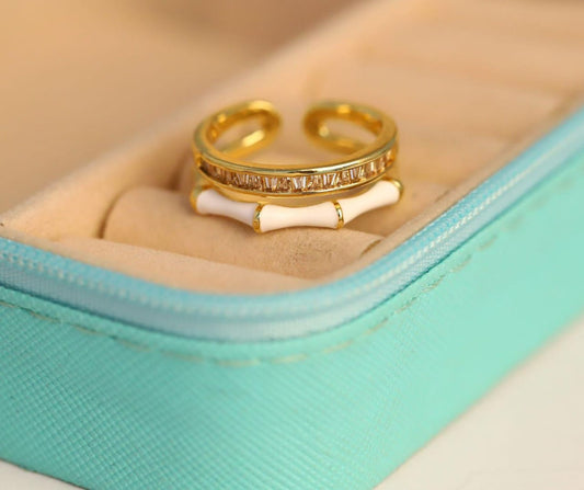 Crystal & Enamel Ring Pair